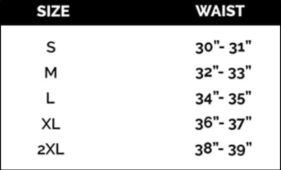 Elite Sports Men’s No Gi Grappling Shorts size chart