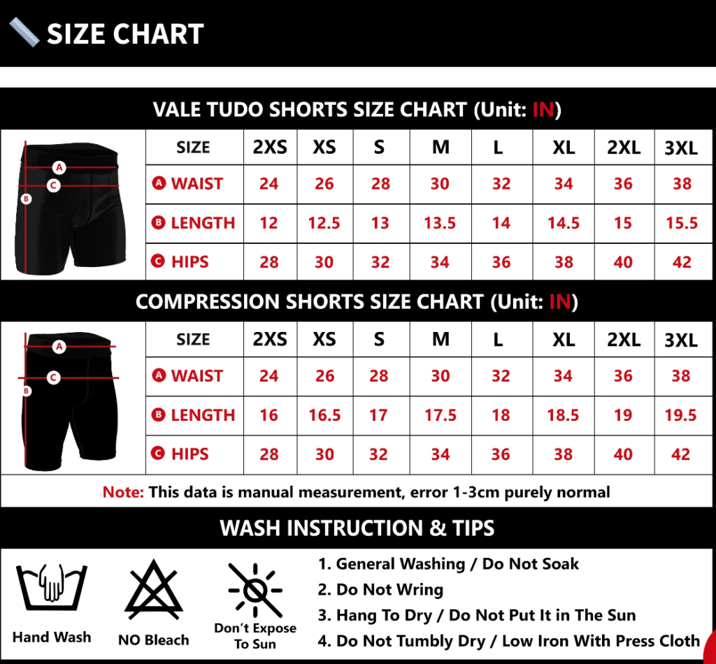 xmartial ARMOR BJJ and MMA COMPRESSION SHORTS size chart